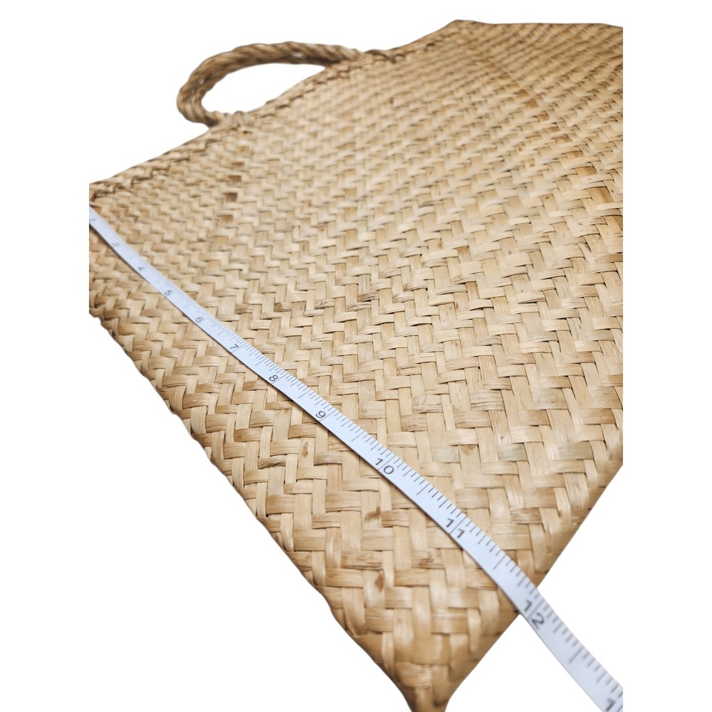 Vintage Straw Woven Tote Bag Boho Cottagecore Coastal Beach Resort Tan Artisan - Picture 10 of 13